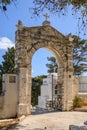 Entrance gate to the Greek graveyard in Lefkes on Paros Island