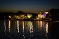 Paros, Greece, 15 September 2018 Night view in the port area of Aliki, a fishing village in Paros Royalty Free Stock Photo