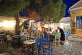 Paros, Greece, September 14 2018, Traditional night view of the square in the historic center Royalty Free Stock Photo