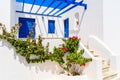 Typical whitewashed Greek house in Naoussa town on Paros island, Greece Royalty Free Stock Photo