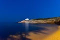 Paros island in Greece. Pirgaki church during the blue hour.