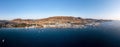 Paros island, Parikia cityscape panorama aerial drone view. Greece,  Cyclades Royalty Free Stock Photo