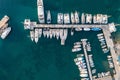 Paros island, Parikia marina port aerial drone view. Greece,  Cyclades Royalty Free Stock Photo