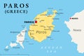 Paros, Greek island, Island of Greece in the Aegean Sea, political map