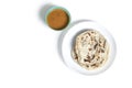 Parotta with chicken curry isolated on a white background. is a delicacy from the state of Kerala Royalty Free Stock Photo