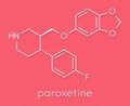 Paroxetine antidepressant drug SSRI class molecule. Skeletal formula.