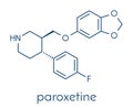 Paroxetine antidepressant drug SSRI class molecule. Skeletal formula