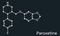 Paroxetine, antidepressant, selective serotonin reuptake inhibitor SSRI, molecule. It is used in the therapy of depression,