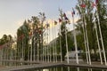 The Parque das NaÃÂ§ÃÂµes , colloquially known as Expo is a district of Lisbon, the capital of Portugal. all the flags floating in