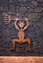 Parque nacional de Timanfaya ,LANZAROTE, SPAIN - July 23, 2017: Parque nacional de Timanfaya - symbolic sculpture of the devil ,