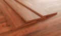 Parquet examples on wooden floor - 3D Rendering Royalty Free Stock Photo