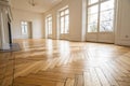 Parquet floor in spacious empty room Royalty Free Stock Photo