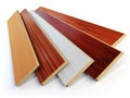 Parquet o laminate wooden planks of the different colors on whit