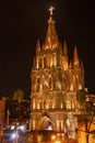 Parroquia Church Christmas Night San Miguel de Allende Mexico Royalty Free Stock Photo