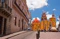 Parroquia church with street in Guanajuato