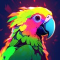 Parrot bathed in splash of colors