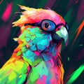 Parrot bathed in splash of colors