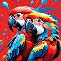 Parrot bird macaw amazon background paint spatter splash