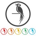 Parrot bird ring icon, color set