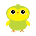 Parrot bird toy icon. Big eyes. Green yellow color. Funny Kawaii animal standing. Kids print. Cute cartoon baby character. Pet Royalty Free Stock Photo