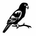 Parrot black icon on white background. Parrot silhouette Royalty Free Stock Photo