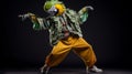 Parrot Breakdancer: A Bold And Manga-inspired Portrait In Hip Hop Style