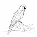 Realistic Parrot Coloring Page With Highly Detailed Log