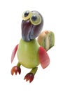 Parrot made with pear, plum and kiwi