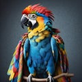 Parrot dressed in hippie clothes: Humanization of Animals Concept