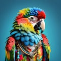 Parrot dressed in hippie clothes: Humanization of Animals Concept