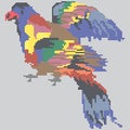 Parrot embroidery, exotic bird cross stitch pattern, ornament, vector.