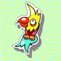 Parrot funny with smile Fashion patch badge pin sticker pop art style illustration