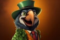 The Parrot in Green Who Dreamed of Being Sherlock Holmes on Gradient Orange Background