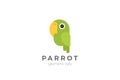 Parrot Home pets Logo abstract design vector template Flat style