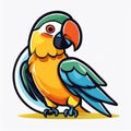 Parrot logo, 2d flat illustration, drawing cartoon for design. Royalty Free Stock Photo