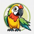 Parrot logo, 2d flat illustration, drawing cartoon for design. Royalty Free Stock Photo