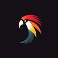 Colorful Parrot Head Logo Design In Dark Themes