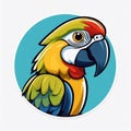 Parrot logo in a mug, 2d flat illustration, drawing cartoon for design. Royalty Free Stock Photo