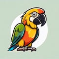 Parrot logo in a mug, 2d flat illustration, drawing cartoon for design. Royalty Free Stock Photo