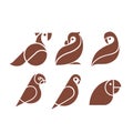 Parrot love bird logo set design Royalty Free Stock Photo