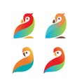 Parrot love bird logo set design Royalty Free Stock Photo