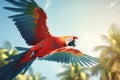 Parrot macaw tropical island. Generate Ai