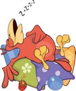 Parrot on pillows cartoon