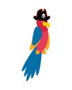 Parrot pirate isolated cartoon. Talking bird for pirate. vector illustration Royalty Free Stock Photo