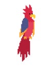 Parrot pixel art. pixelated Talking bird for pirate 8 bit. vector illustration Royalty Free Stock Photo