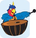 Parrot playing drum
