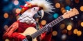 A parrot playing the guitar in a Snowman costume. Generative AI