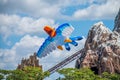 Parrot shaped Kite flying through the air Royalty Free Stock Photo
