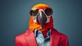 Fashion Portrait Of Parrot In Sunglasses A Minimalist Masterpiece