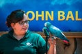 Parrot talking at a bird show at the John Ball Zoo in Grand Rapids Michigan